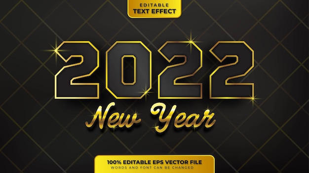 Happy New Year Black Gold 3D Editable Text Effect