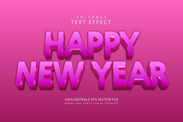 happy new year editable text effect 3 dimension emboss modern style