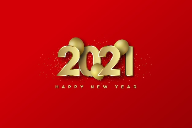 happy new year with numbers and a balloon in the middle