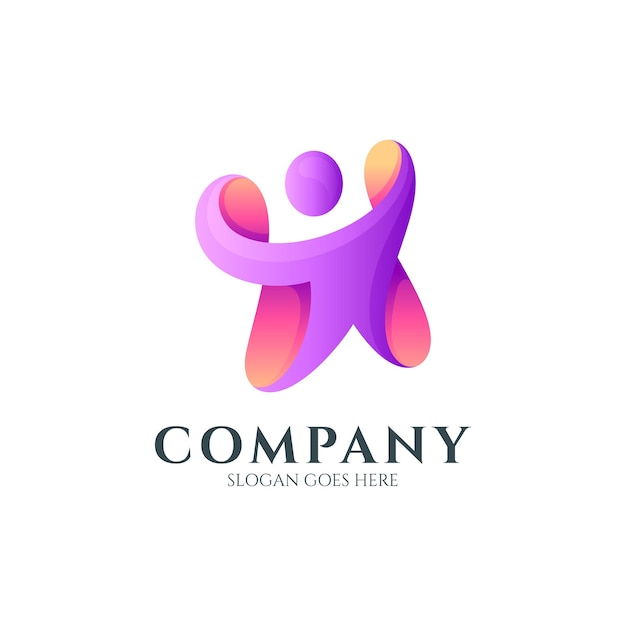 happy people template logo in simple shape and gradient color