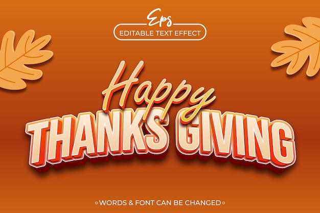 Happy Thanks Giving editable text effect template