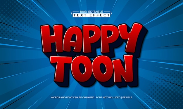 happy toon editable text effect with a comic and kids text style
