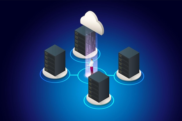 Hardware developer Collect data to save digital data database concept data analytics