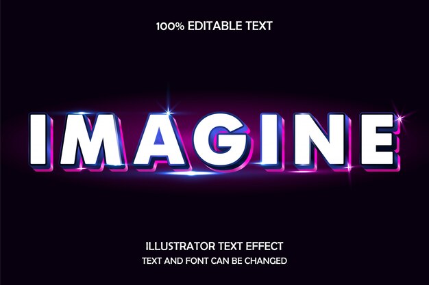 Hãy tưởng tượng, hiệu ứng văn bản 3d có thể chỉnh sửa kiểu neon kính hiện đại