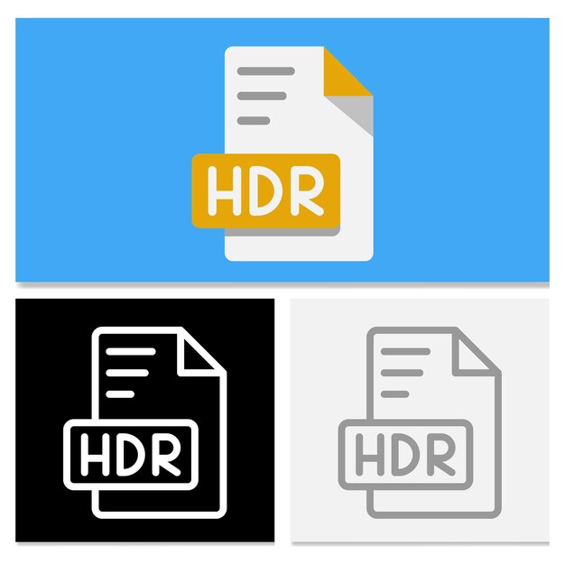 HDR document file format set of flat format file icons for a userfriendly display
