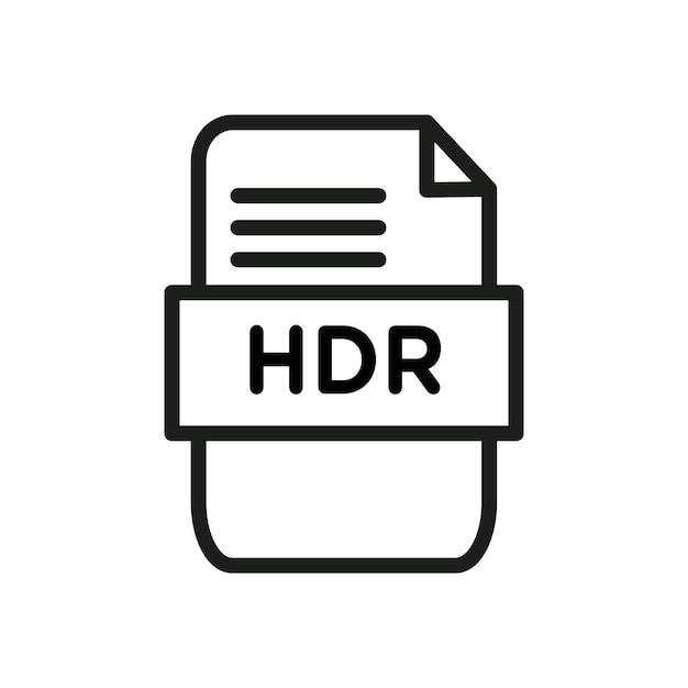 HDR image file extension icon Symbol mark in Outline style