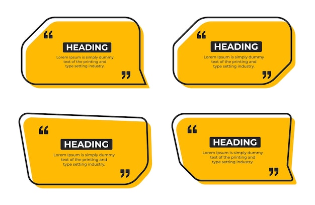 Heading or comment text frame outline minimal flat vector illustration set