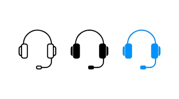Headphone icon set vector headphone sign and symbol Black PNG Silhouette