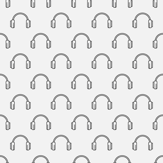 headphones seamless pattern - vector background in line style