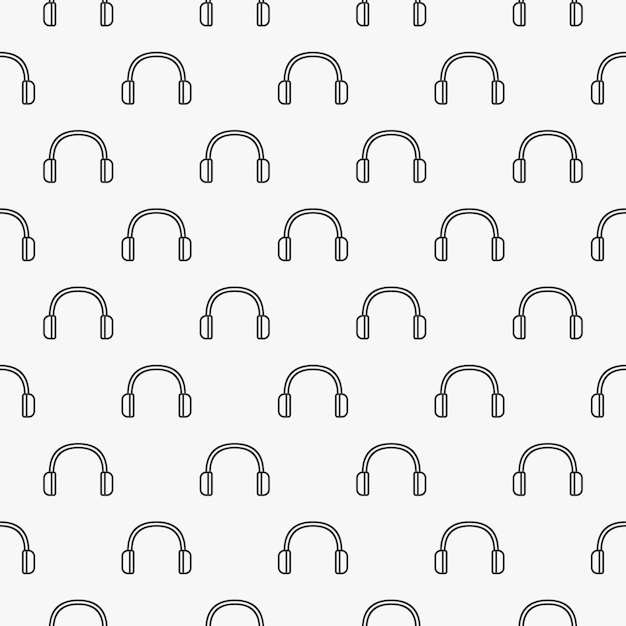 headphones vector pattern - vector seamless background