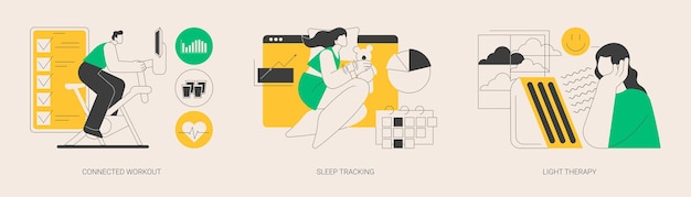 Health maintaining and wellbeing abstract concept vector illustrations