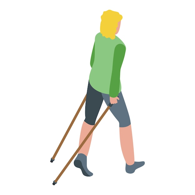 Healthy nordic walking icon Isometric of healthy nordic walking vector icon for web design isolated on white background