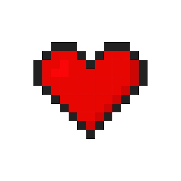 Heart isolated icon Retro love pixel art Vector illustration in flat