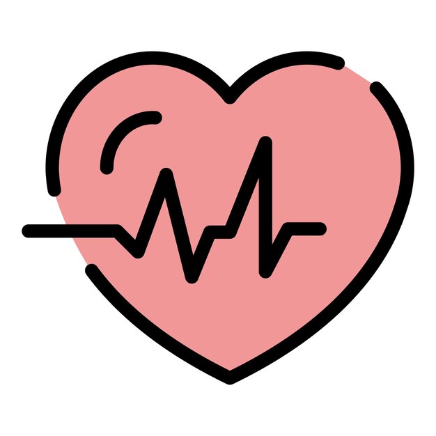 Heart rate icon Outline heart rate vector icon color flat isolated