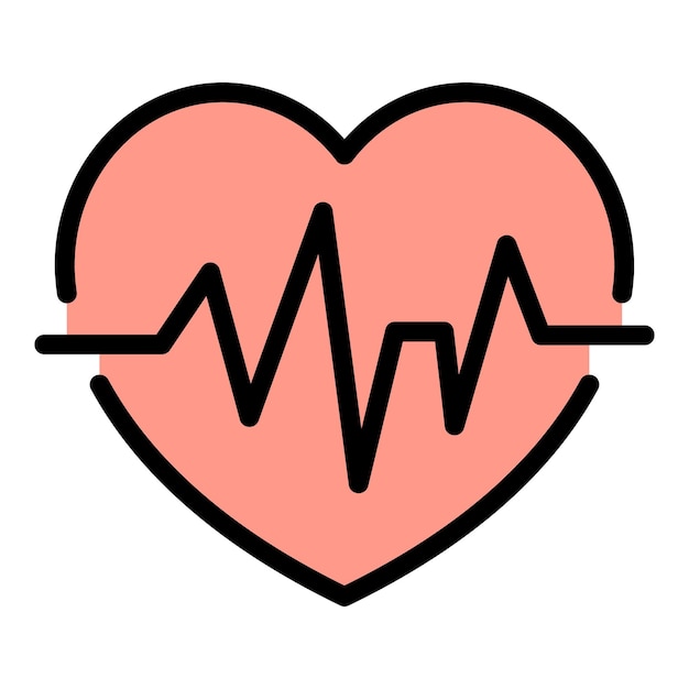 Heart rate icon Outline heart rate vector icon color flat isolated