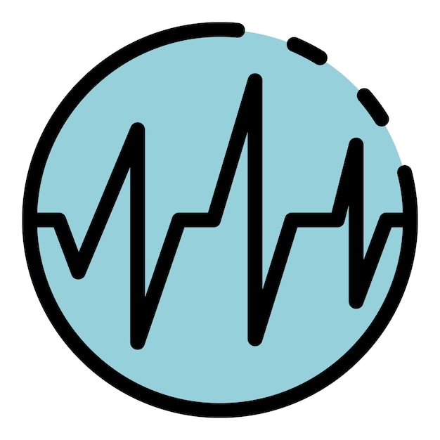 Heartbeat icon outline vector Heart rate Pulse beat color flat