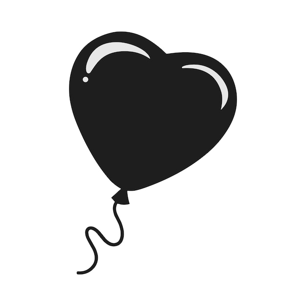 HeartShaped Balloon Silhouette Vector Black and White Romantic Illustration for Valentines Day and Celebrations