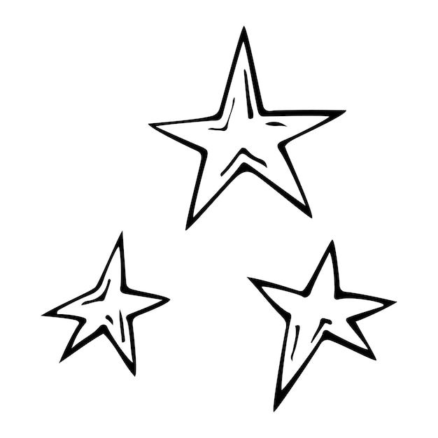 Heavenly stars sketch Cosmic luminaries Hand drawn illustration