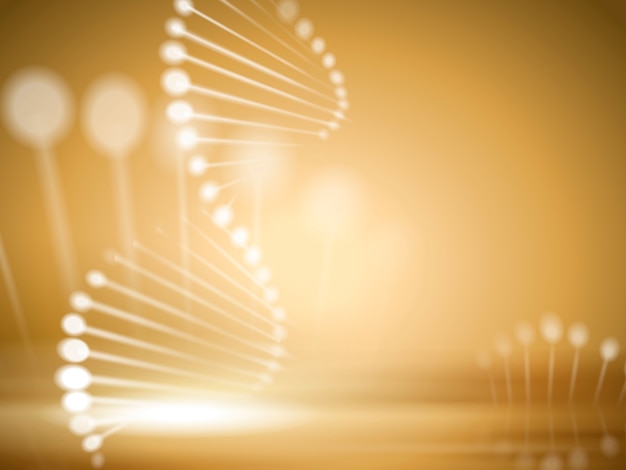 Helical structure elements, golden background,  illustration