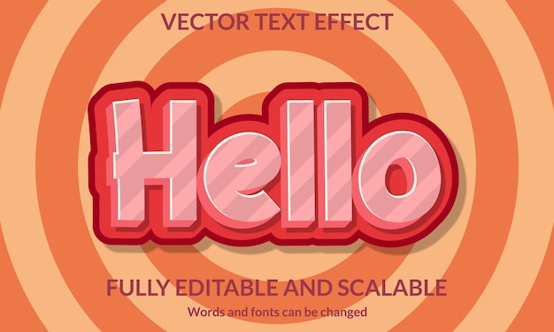 Hello 3D editable text effect typography vector template