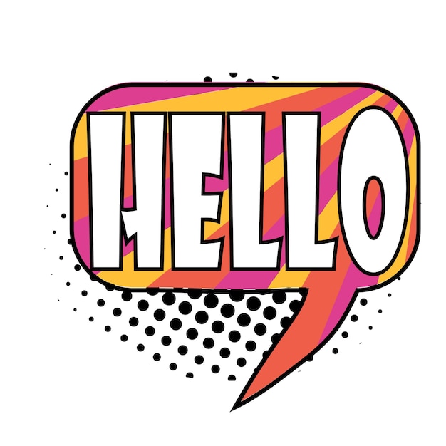 Hello comic text, comic speech bubble, comic collection vector illustration.