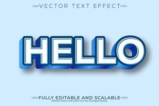 HELLO Editable 3D Text Effect Vector Design Vibrant and Modern