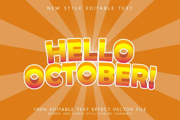 hello october editable text effect emboss modern style