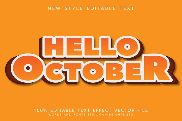hello october editable text effect emboss modern style
