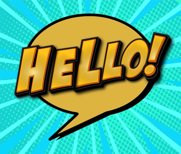 Hello pop art comic style background