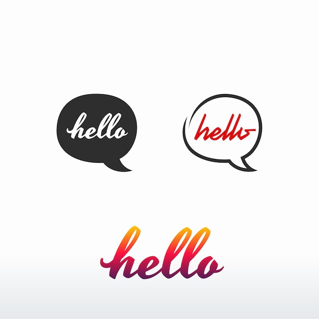 hello simple greeting letter vector, speech bubble with hello quote. hand drawn lettering. modern brush calligraphy. vector