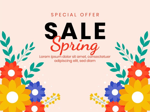 Hello spring logotype Badge typography icon spring floral design banner poster and greeting card