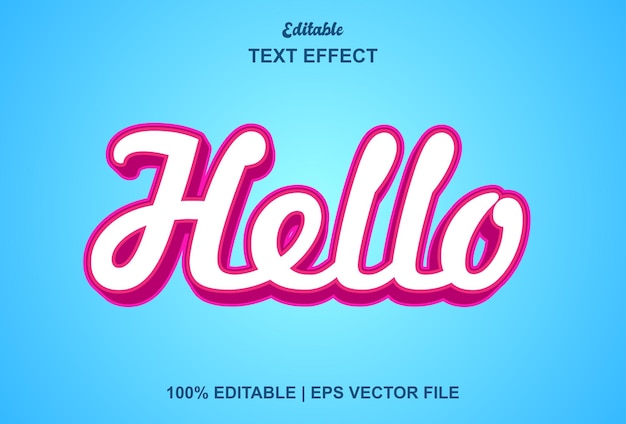 Hello text effect with blue and pink color