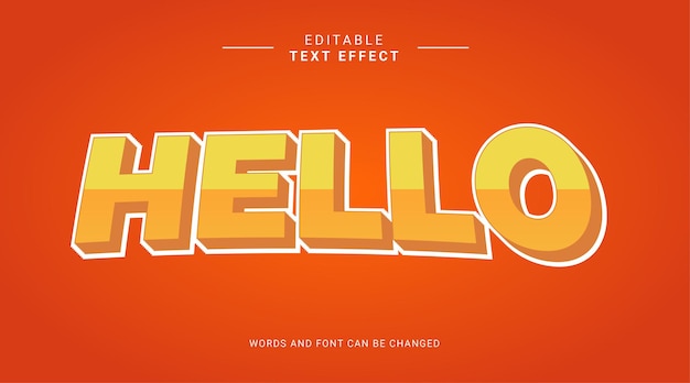 hello yellow 3d editable text effect template