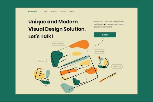 Hero agency design landing page template vector