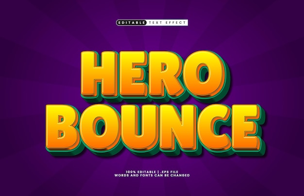 hero bounce editable text effect with a super and kids text style
