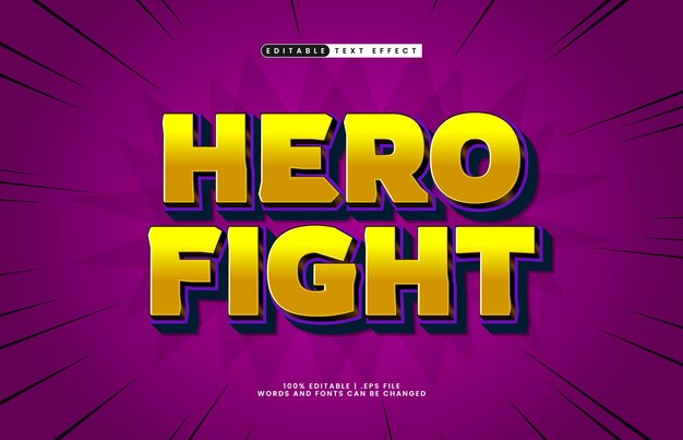 hero fight editable text effect with a comic and cartoon text style