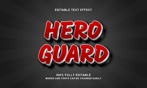 hero guard editable text effect with a hero and kids theme