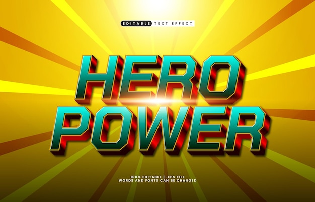 hero power editable text effect with a hero and game text effect