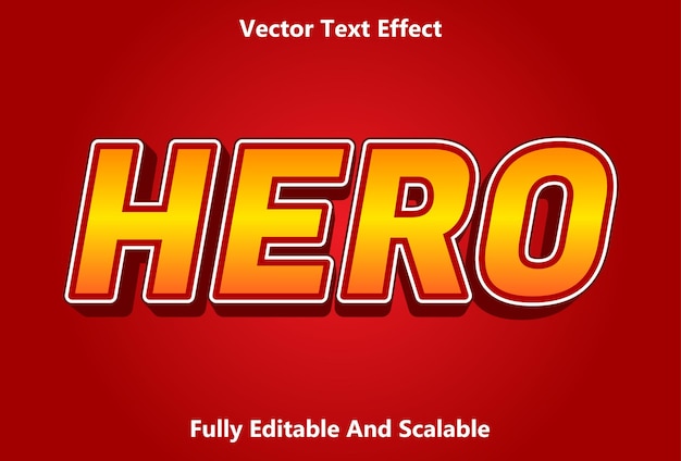 hero text effect with red color editable