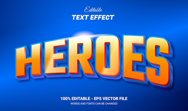 heroes editable 3d text effect