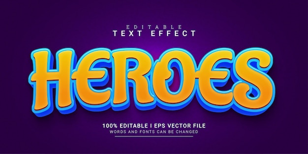 Heroes editable text effect illustration