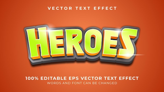heroes editable vector text effect with gold style