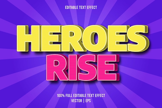 heroes rise editable text effect comic style