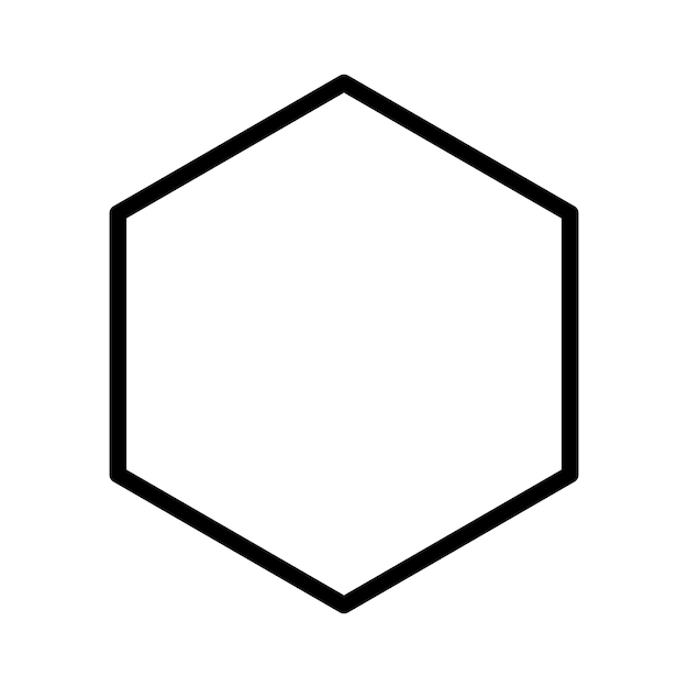 Hexagon outline shape template isolated on white background Vector illustration