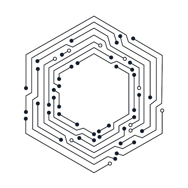 Hexagonal Circuit Board Blockchain Structure HighTech Abstract Digital Connection System