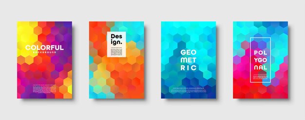 Hexagonal polygonal abstract background colorful triangle gradient design low poly hexagon shape