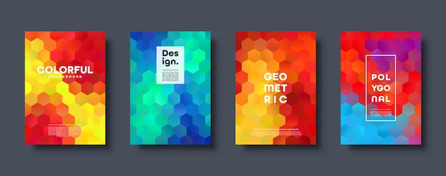 Hexagonal polygonal abstract background colorful triangle gradient design low poly hexagon shape