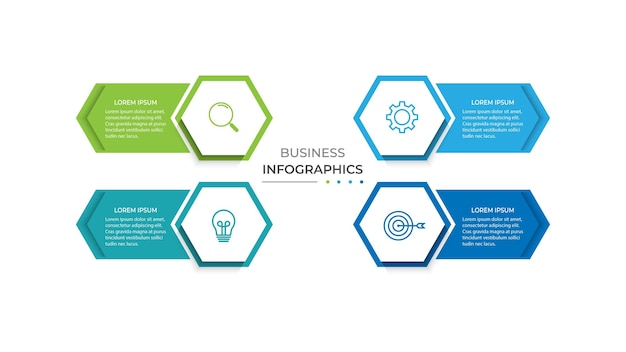 hexagonal style 4 steps business infographic template