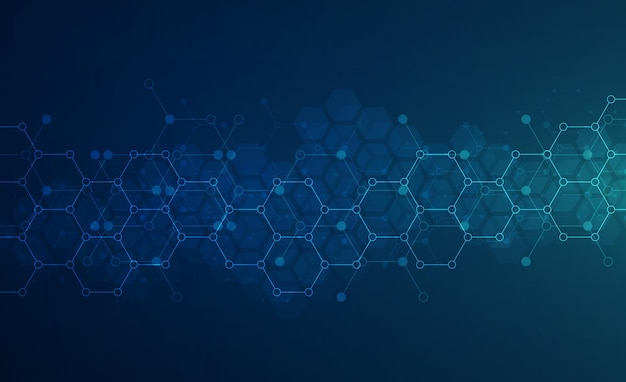 hexagons pattern on gray background genetic research molecular structure chemical engineering concept of innovation technology used for design healthcare science and medicine background