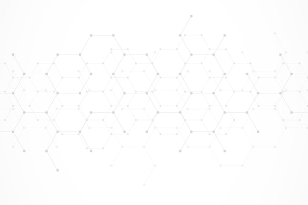Hexagons pattern on gray background. Genetic research molecular structure. Chemical engineering